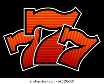 Triple Lucky striped Sevens vector illustration