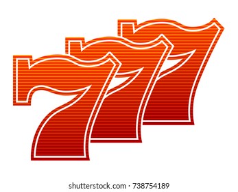 Triple Lucky striped Sevens vector illustration