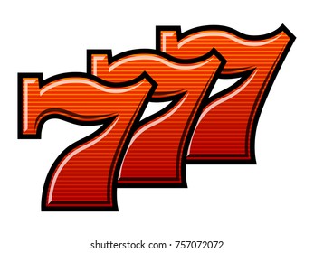 Triple Lucky striped Sevens vector illustration