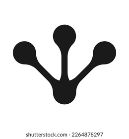Triple metaball blob silhouette shape icon. A symbol made from three blobs morphed together. Isolated on a white background.