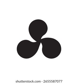 Triple icono de silueta de forma de círculo metabólico. Un símbolo hecho de un trío de Formas circulares transformadas juntas. Aislado en un fondo blanco.
