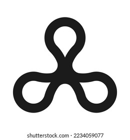 Icono de forma de trazo de círculo de metabolito triple. Un símbolo hecho de formas de línea circular se transformó. Aislado sobre un fondo blanco.