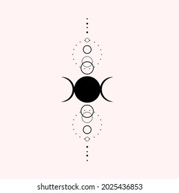 triple moon goddess geometric tattoo idea