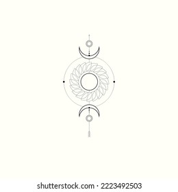 triple moon goddess geometric tattoo art idea