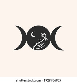 triple moon goddess wiccan symbol sign