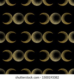 Triple moon magic and astronomy vecor luxury seamless pattern