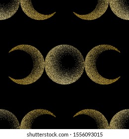 Triple moon magic and astronomy vecor luxury seamless pattern svg