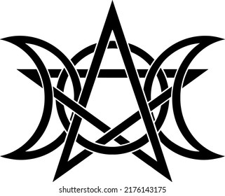 Triple Moon Triquetra Pentagram. Triple Goddess. Neopaganism