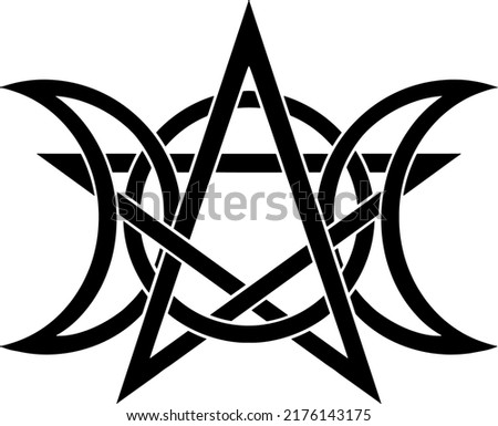 Triple Moon Triquetra Pentagram. Triple Goddess. Neopaganism