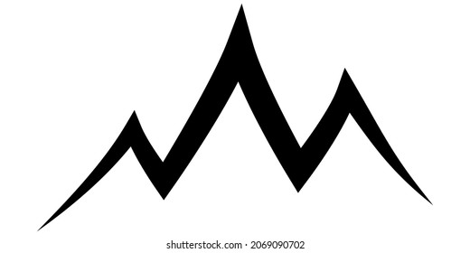 Triple mountain ridge icon, mountain ski tourism logo, stock illustration