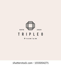 triple o monogram ooo letter hipster retro vintage lettermark logo for branding or t shirt design	