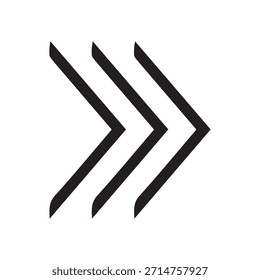 Flechas de Chevron con triple contorno a la derecha. Avance rápido, velocidad y siguiente icono.