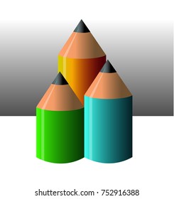 triple pencil vector drawing EPS10