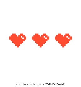 triple pixel art hearts icon