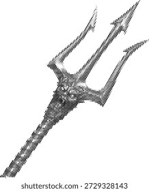 Arma tridente de triple punta en estilo duotono semitono para mitología y diseños oceánicos
