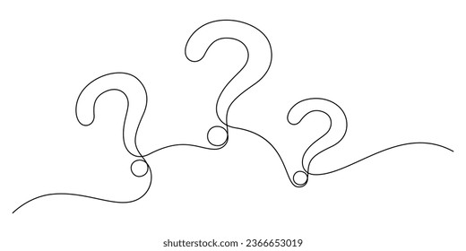 triple question marks one line minimalism vector. more problems more question thin line illustration