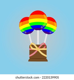 triple Rainbow lollipop for a gift icon vector. iconic sweet candy. Vector illustration