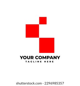 Triple red square logo design template for business company