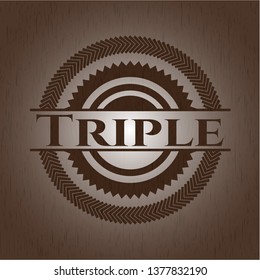 Triple retro style wood emblem