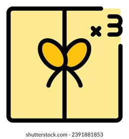 Triple reward icon outline vector. Happy program. Online service color flat