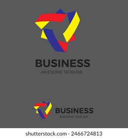 Triple Plantilla o Vector de la forma del arreglo de la cuerda de la cinta giratoria, logotipo abstracto del color, Plantilla del logotipo del Vector para la compañía de negocios, tecnología y logotipo del medio digital