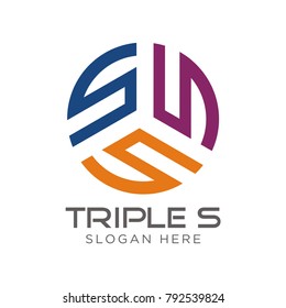 triple S, S logo design template vector illustration