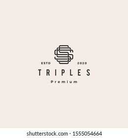 triple s monogram sss letter hipster retro vintage lettermark logo for branding or t shirt design	