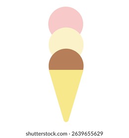 Triple scoop ice cream cone illustration