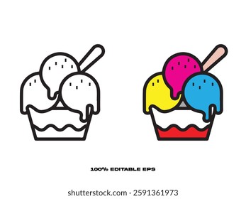 Triple Scoop Sundae Coloring Page