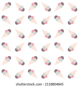 Triple scoops of ice cream seamless pattern. Tasty dessert texture background.

