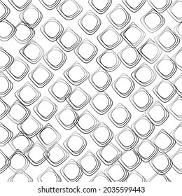 Triple scribble repeated shapes. Vector. White background.