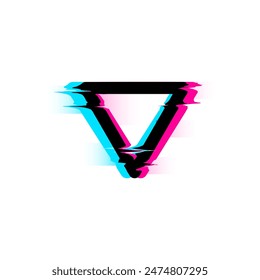 Triple shaped digital frame glitch template. Vector illustration depicting pixel noise or the effect of a distorted television signal on an isolated background.