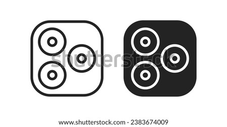 Triple Smartphone Camera Lens Black White Icons Vector Illustration