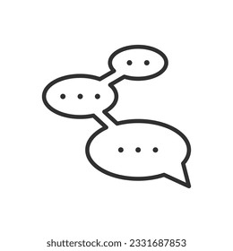 Triple speech bubble, linear icon. Line with editable stroke