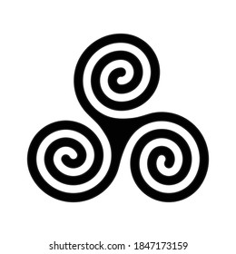 triple spiral simbol, triskelion, tribal, celtic, ancient ornament, vector illustration