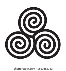 triple spiral simbol, triskelion, tribal, celtic, ancient ornament, vector illustration