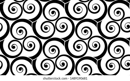 Triple spirals celtic triskels vector seamless pattern