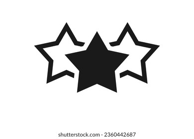 Triple star rating icon. Clipart image isolated on white background