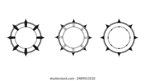 Triple Starburst Emblem Set For Unique Circular Logo Collection
