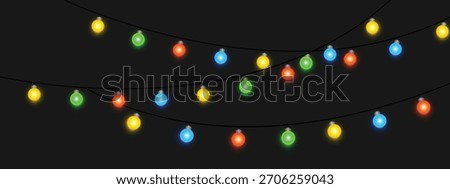 Triple strand multicolor bulbs hang in soft arcs lively festival lights with rich bokeh