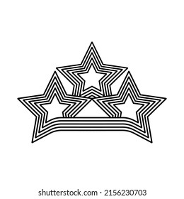 Logotipo moderno lineal estrella de banda triple. Estrellas en forma de franjas de línea. Diseño lineal abstracto. logo, identidad corporativa, aplicación, afiche creativo y más. Estrellas geométricas creativas vector Eps10.