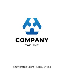 Triple T Blue Gradient Logo Concept Template