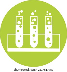triple test tube with circle light green vector line icons. Concept of science and bio eco laboratory symbols . Vector illustration isolated on a white background. Web symbols for web sites. 