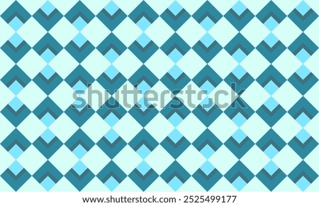 Triple tone blue green triple layer diamond checkerboard repeat pattern, replete image, design for fabric printing, print patter