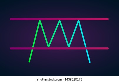 Triple top pattern figure technical analysis. Vector stock and cryptocurrency exchange graph, forex analytics and trading market chart. Triple bearish top breakouts flat icon