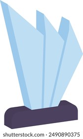 Triple torre o pluma en forma de cristal puro concepto isométrico premio, título de premio de diseño de Vector de Frolic, símbolo de reconocimiento, símbolo de agradecimiento expresión, insignia distintiva ilustración