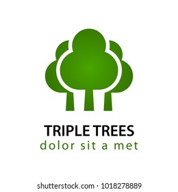 triple tree logo silhouette style,vector illustration