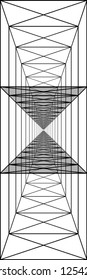 triple tunnel with transparent walls, long corridors, psychedelic drawing, optical illusion, perspective