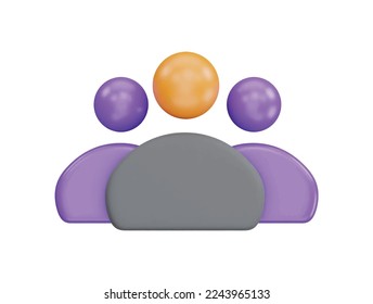 Triple User 3d vector icon cartoon minimal style