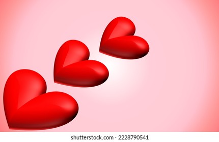 triple vector hearts, red heart, valentine, pink valentine 